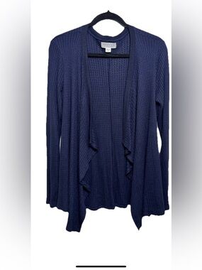 Velvet by Graham & Spencer Blue Cardigan, Long Sleeves, Plunge Neckline, Large